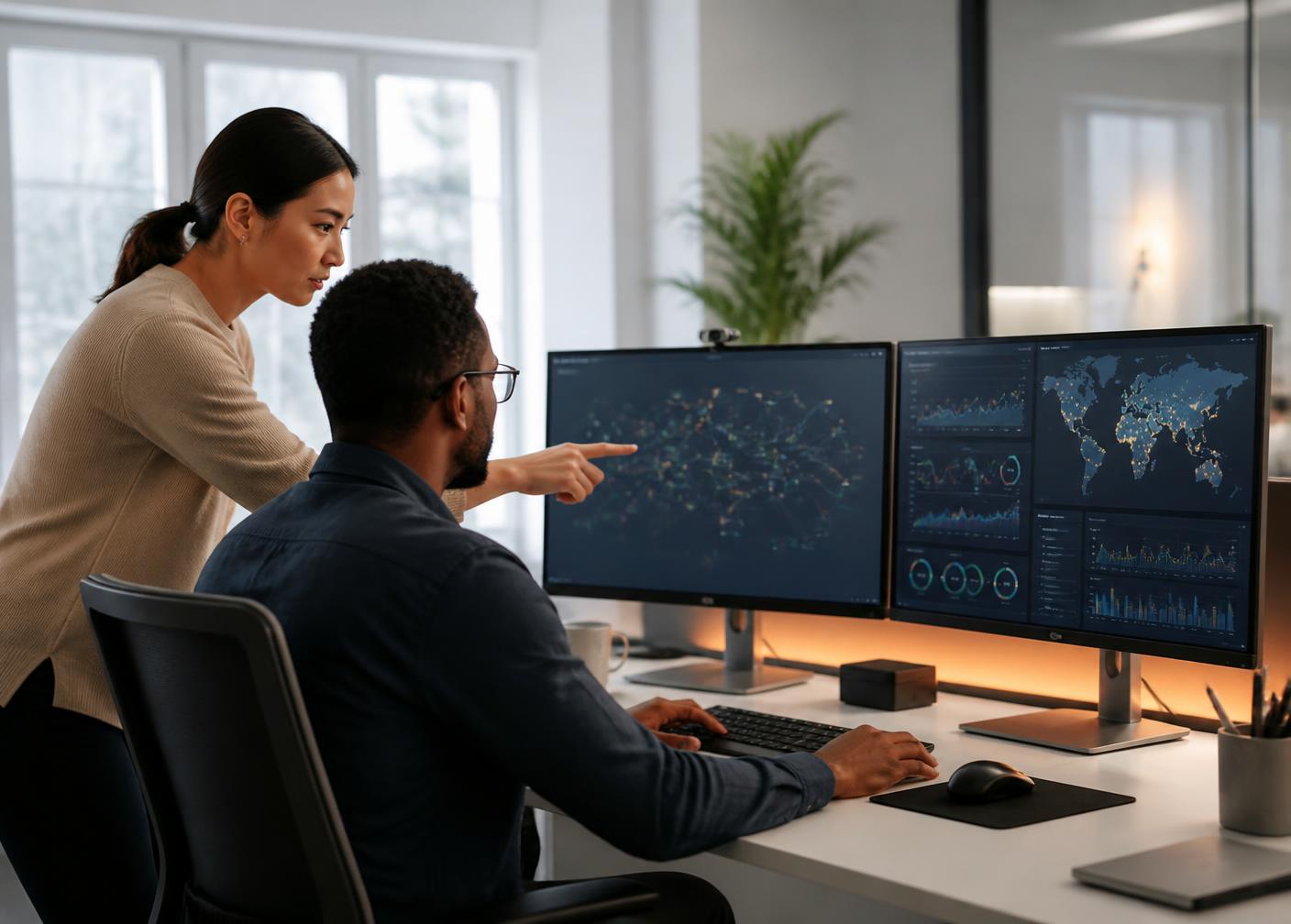 ITECH engineers reviewing network monitoring dashboards